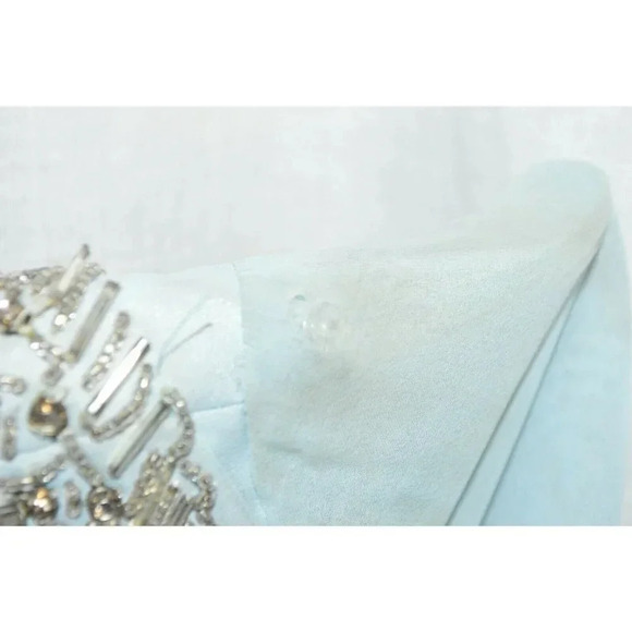 Jean Lutece 1960s Blue Chiffon Dress Heavy Beading - Picture 8 of 8